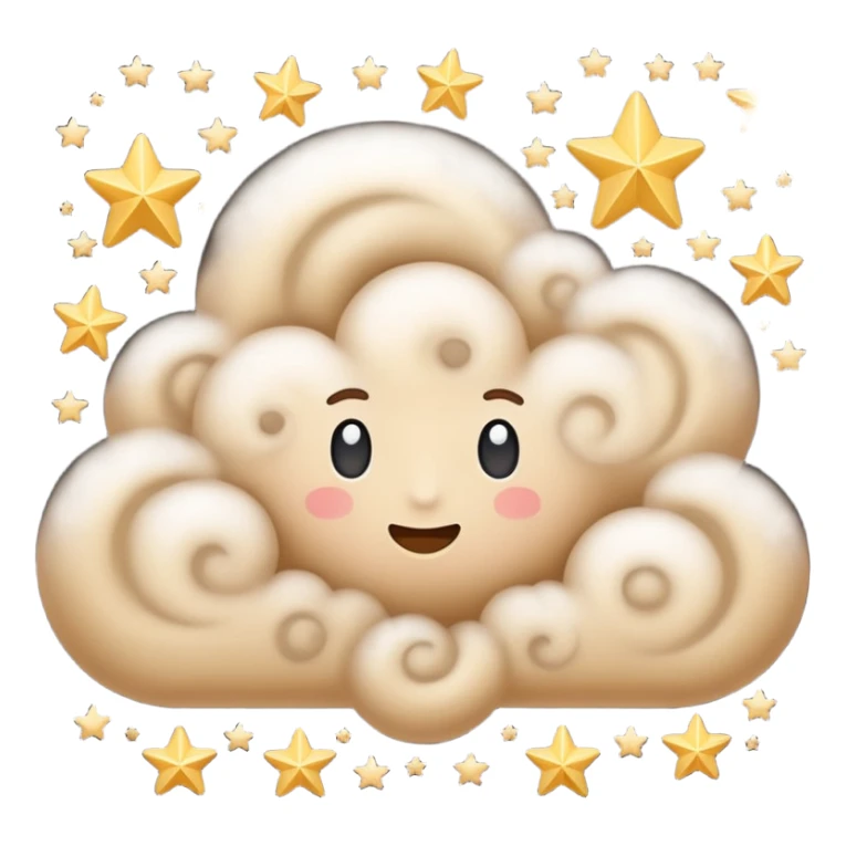 A cloud of dust with various swirls and stars emerging from it. sticker