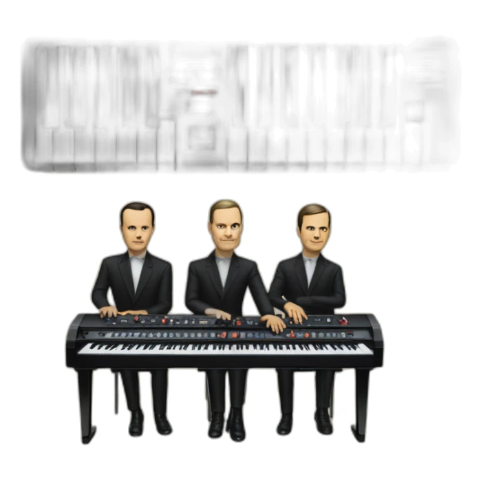 photo realistic band Kraftwerk playing keybords sticker