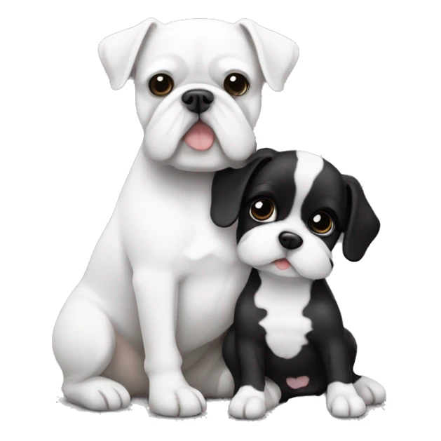 Black and white french bulldog and bichon frise hugging sticker