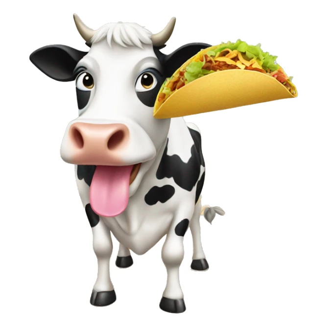 A cow on the beach eating a taco sticker
