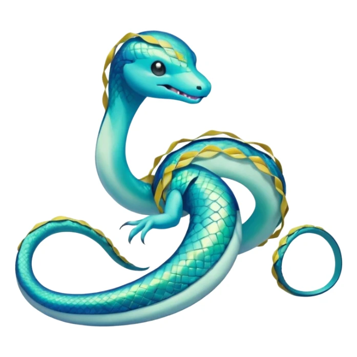 Sleek Serpentine Aquatic Ribbon-bodied Elegant Pokémon-Fakémon-Digimon-Creature, (full body) sticker