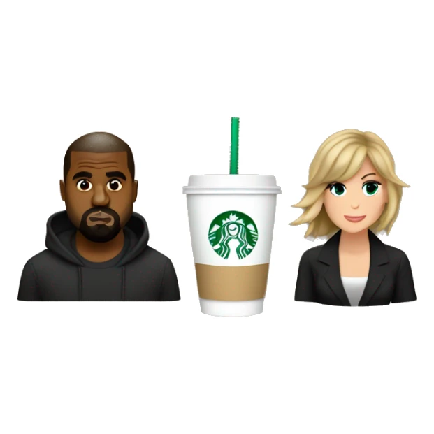 kanye west with taylor swift and starbucks sticker