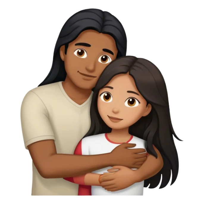 Brown Guy with long black hair hugging brown hair Filipina sticker