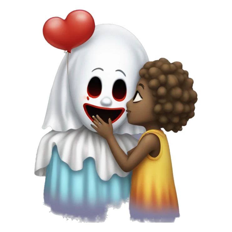 Girl clown kissing a ghost  sticker
