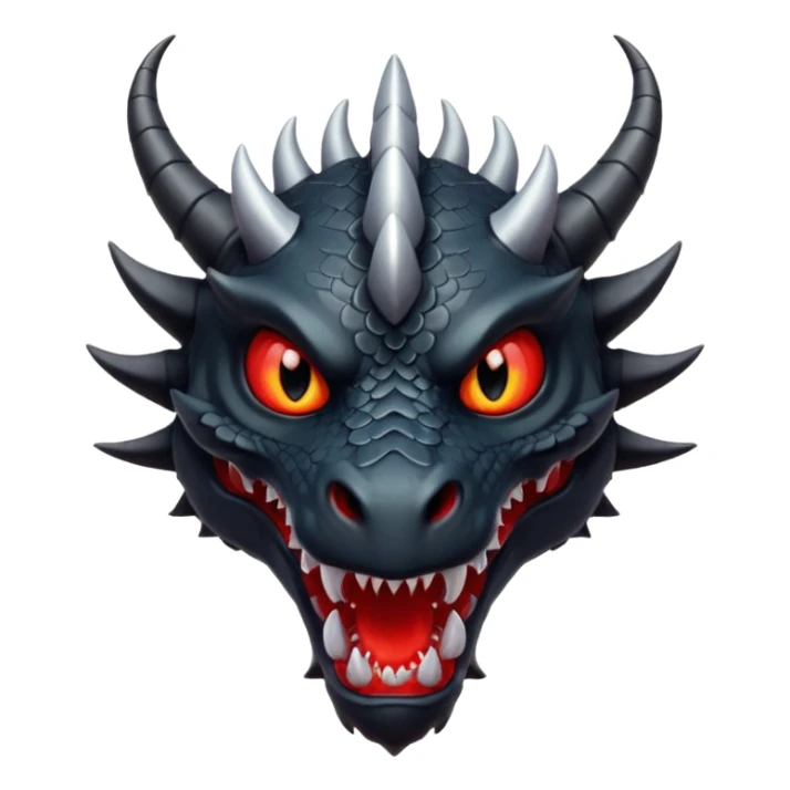 A terrifying black dragon with red brillants eyes, great black horns. sticker