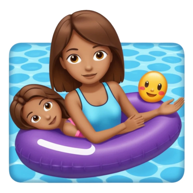Girl with brown hair on a pool float sticker