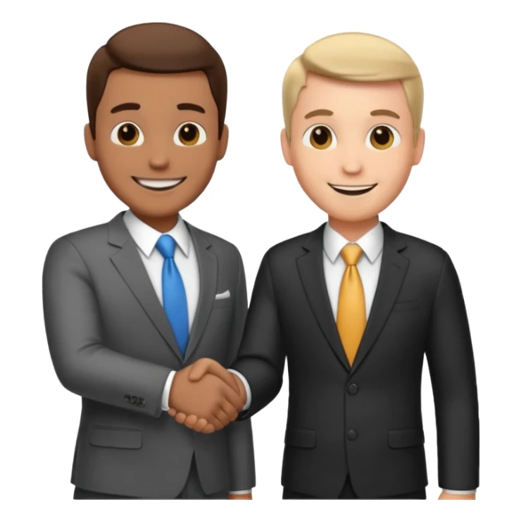 two men shaking hands, one with darker skin and one with lighter skin sticker