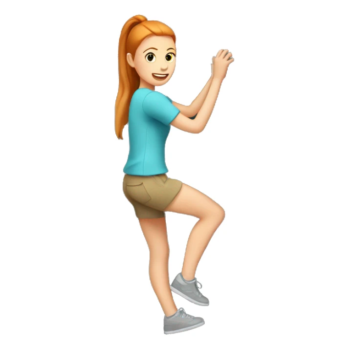 White girl with ginger ponytail climbing rock wall sticker