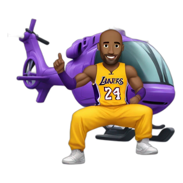 kobe bryant holding on tothe skids of a helicopter sticker