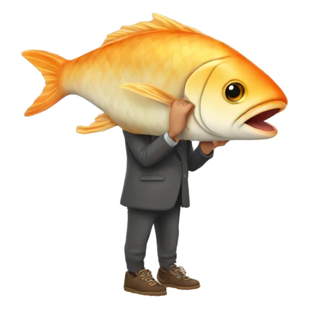 Fish eating bread wearing shoes on its head sticker