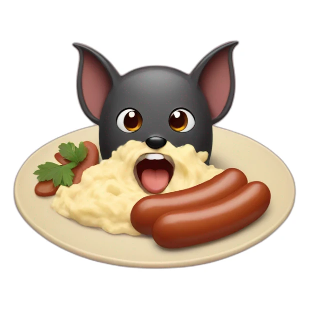 a bat eating sausages and mash sticker
