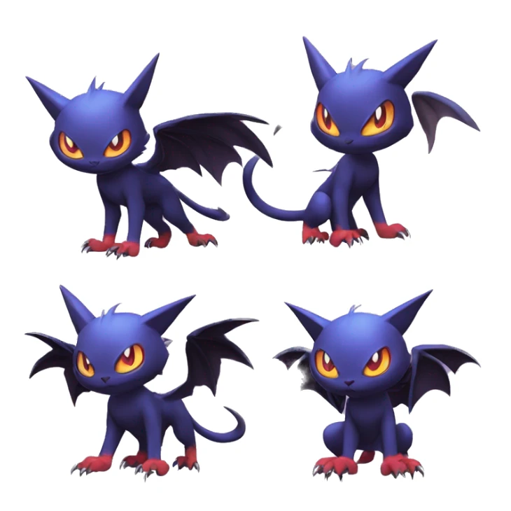 Edgy Cool Kawaii Litten-Noivern-Noibat-Absol-Pokémon Full Body sticker