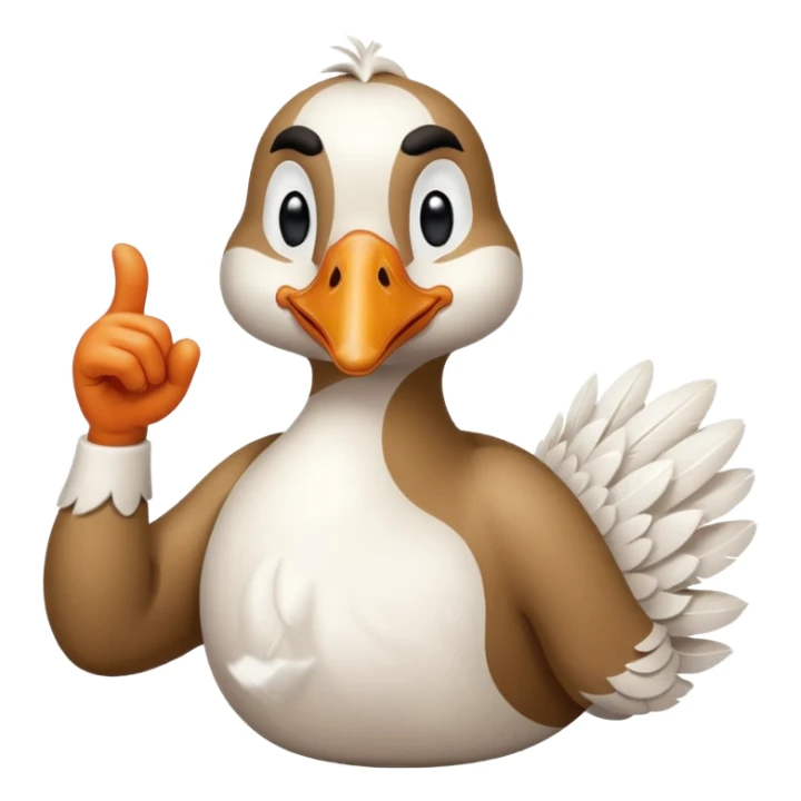 art style drawing goose character giving a thumbs down sticker