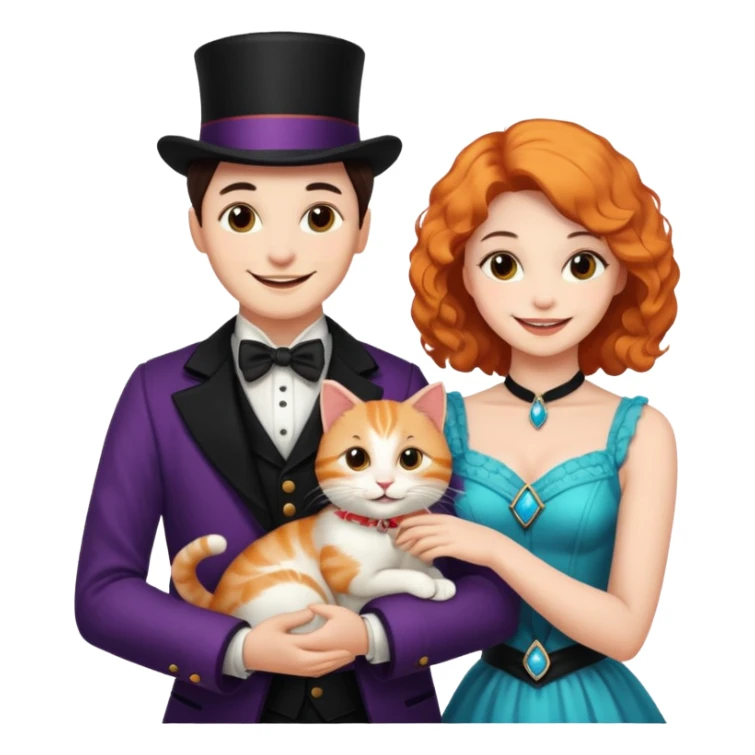 I'llmagician couple and their pet cat sticker