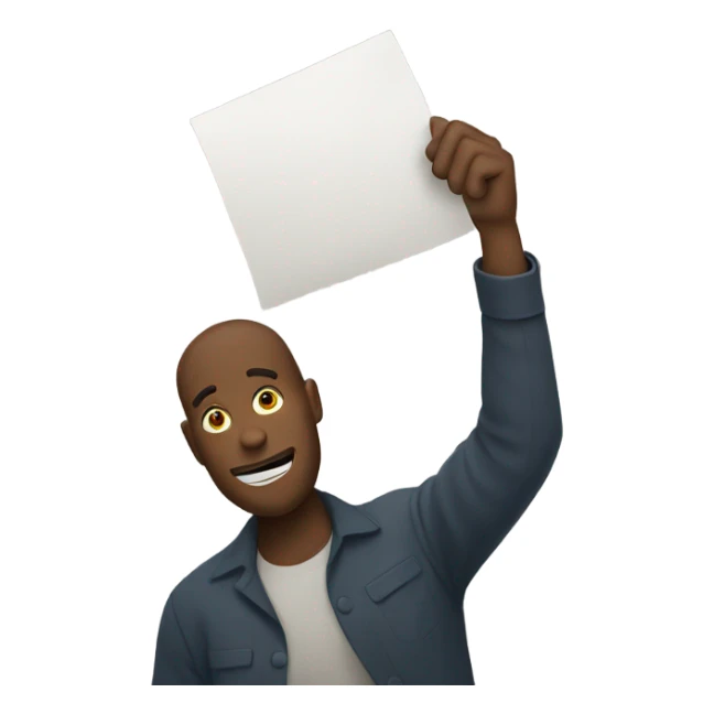 person holding paper sign above their head sticker