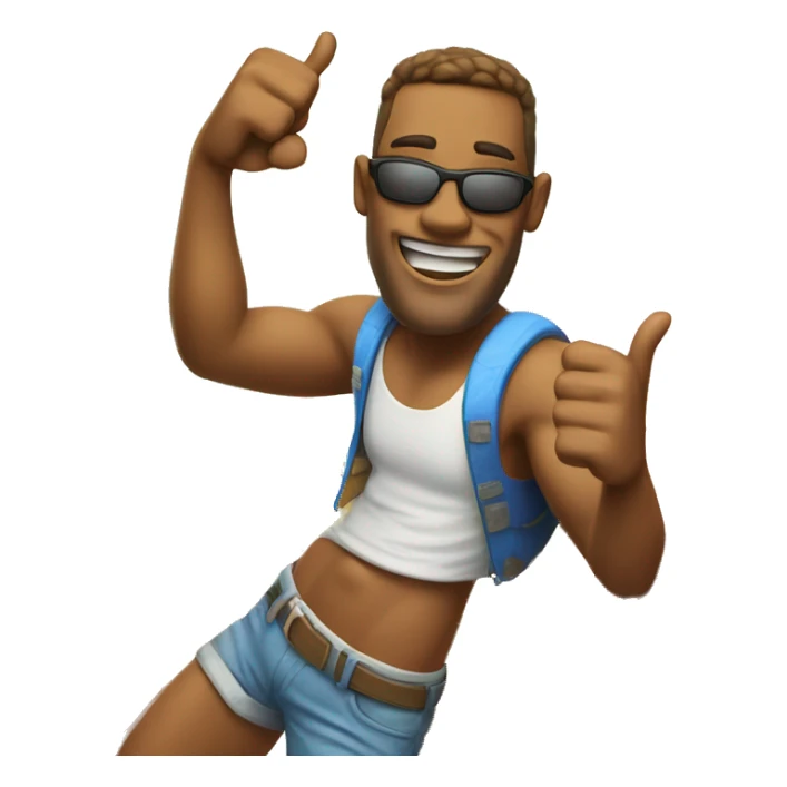 Cool dude giving one thumbs up and one surfs up sign sticker