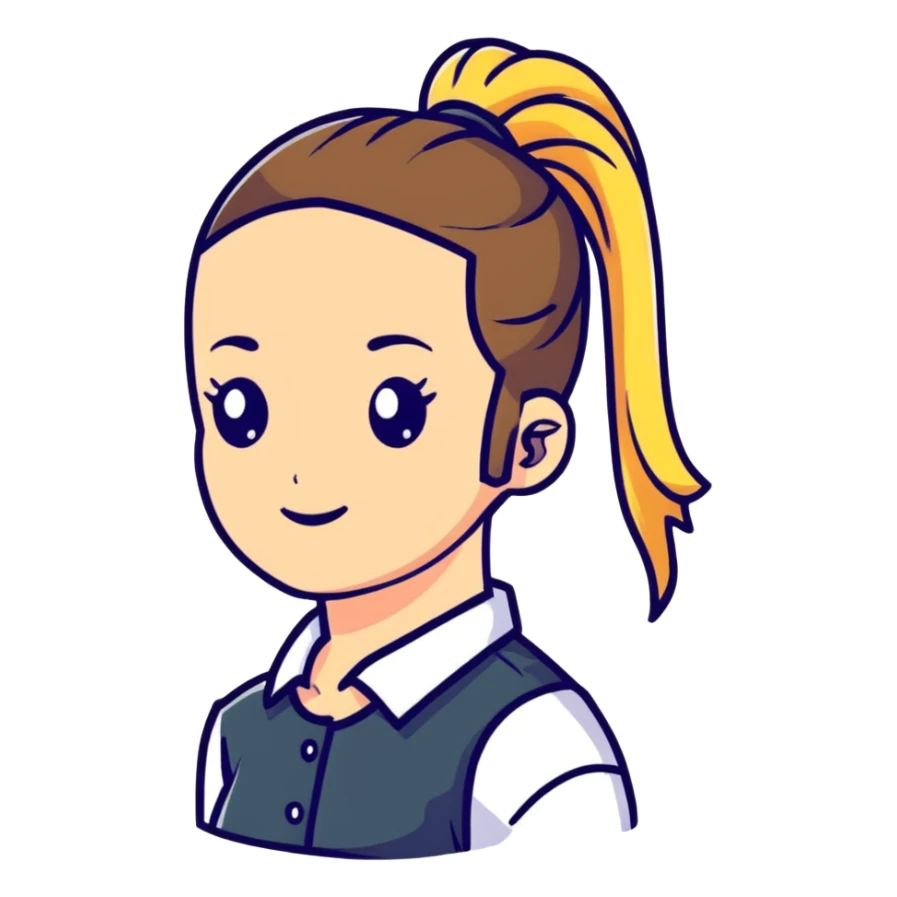 Happy girl with ponytail sticker
