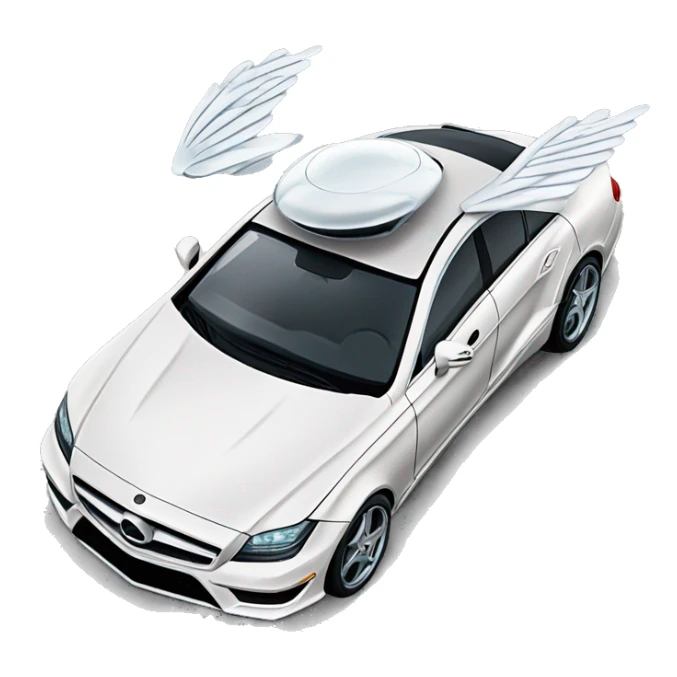 Flying mercedes benz cls with iron wings flying car sticker