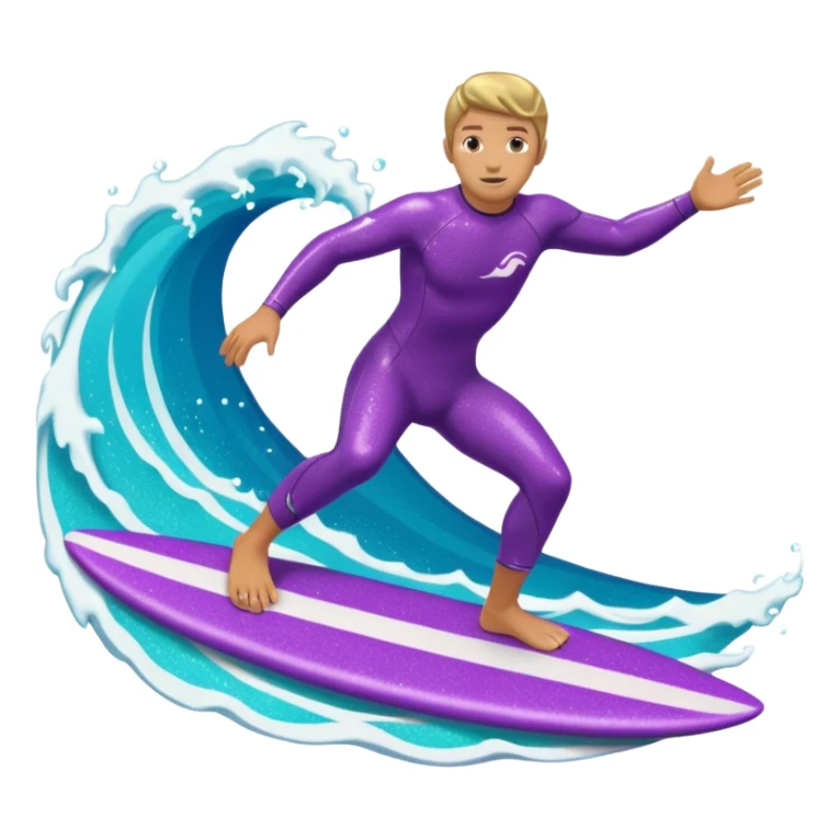 glitter surfer purple surf in wave ocean cian sticker