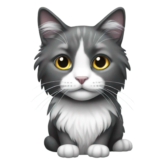Black and white long haired cat with a grey short hair  sticker