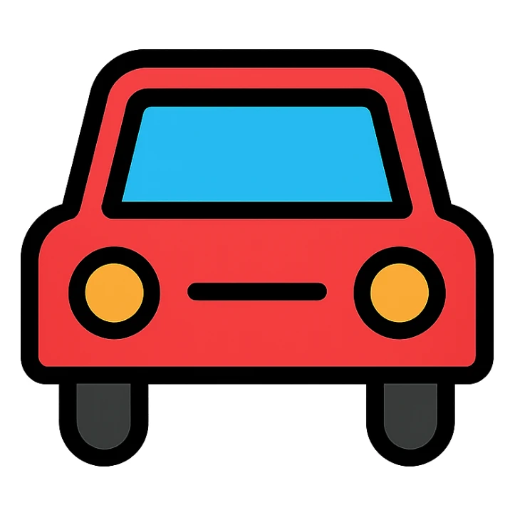 car, color outlined icon style, black outlines with color fill sticker