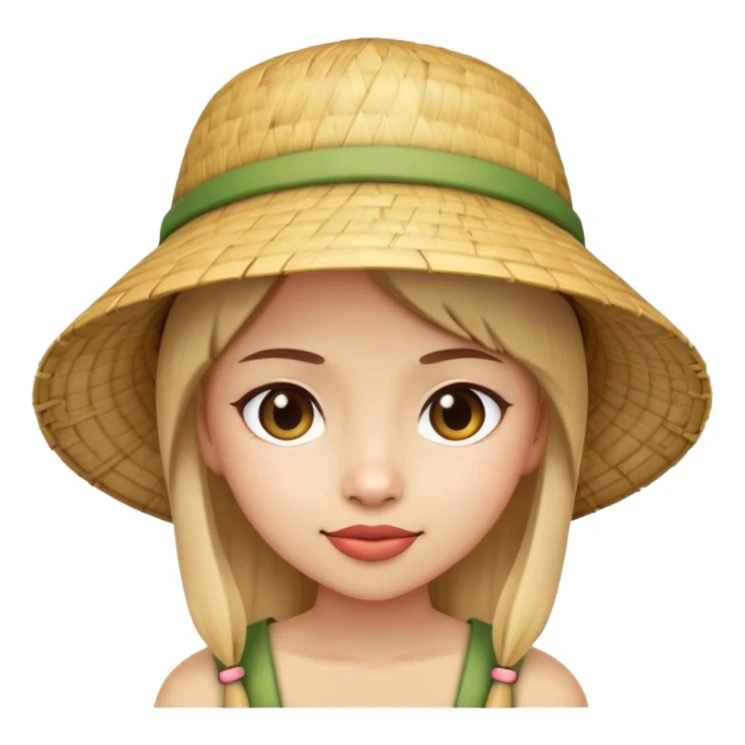 Girl with bamboo hat classic emoji style sticker