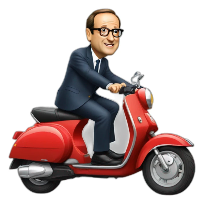 François Hollande sur un scooter sticker