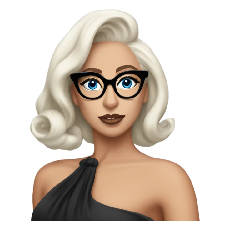 Lady gaga blue eyes black glasses classy updo  sticker