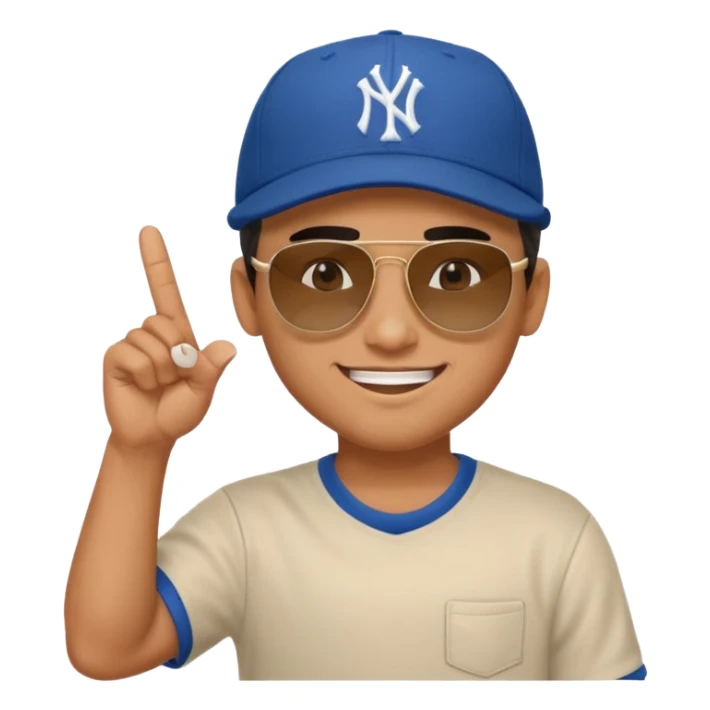 Cool hip guy with NY baseball cap and sunglasses doing the middle finger sticker