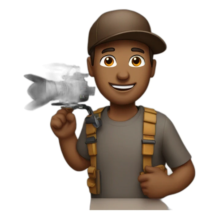 A-brown-Filmmaker-man-wearing-cap-with-holding-clapper sticker