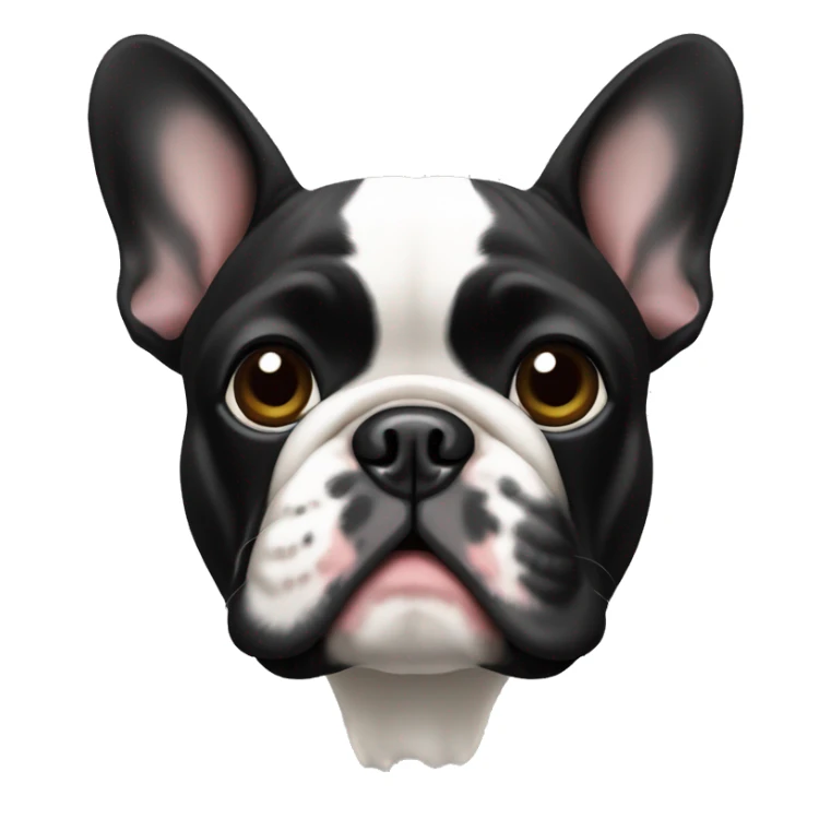 black French Bulldog, featuring the right ear folded forward  sticker