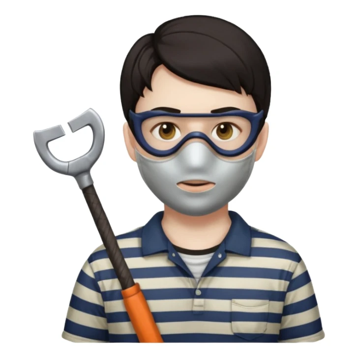 Thief with mask,crowbar and striped shirt sticker