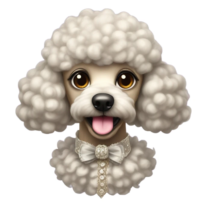 creepy poodle in fancy outfit staring  sticker