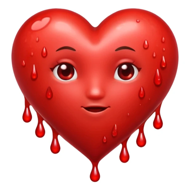 A few drops of blood and a bright red heart sticker