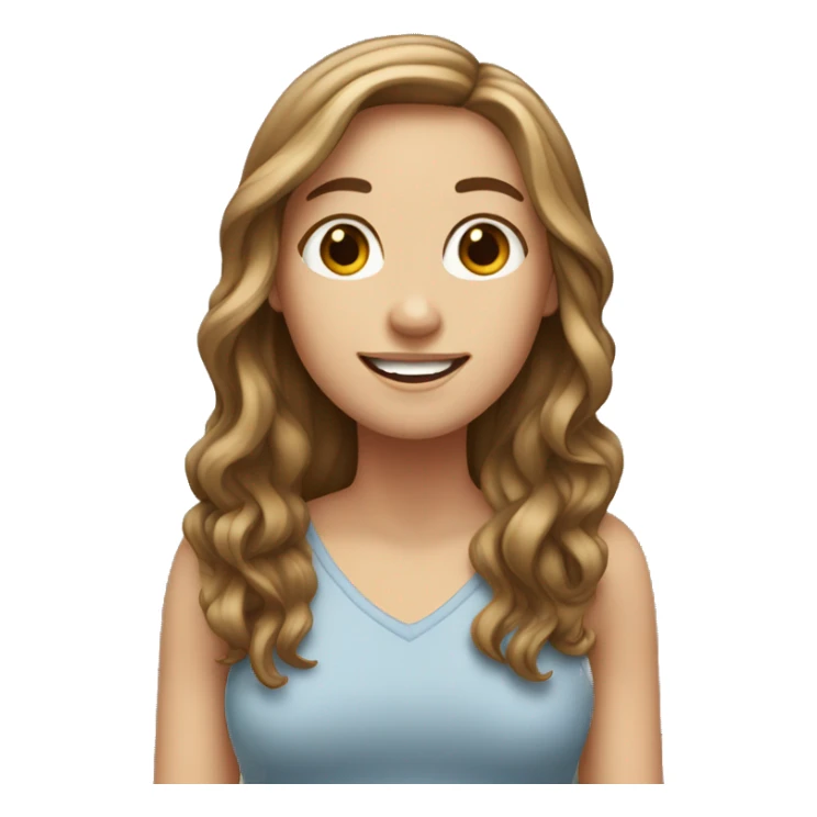 White girl with long hair brown smiling sticker