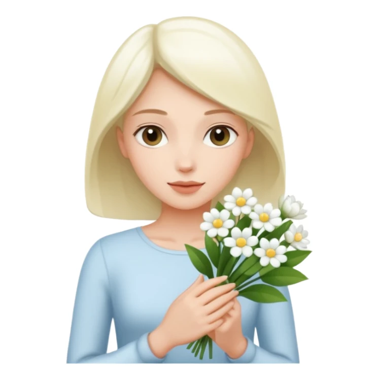 woman holding white flowers in their hands sticker