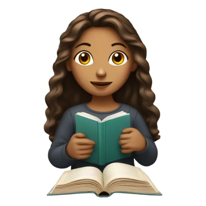 A girl with a book and coffee sticker