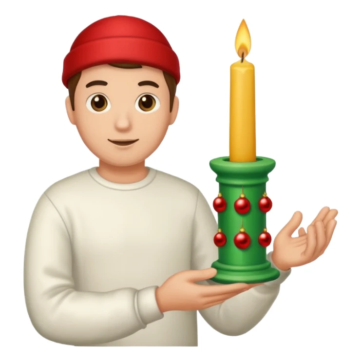 man holding christmass ornamented candle sticker
