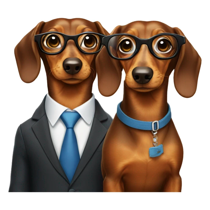 Two girl dachshunds in suits with glasses sticker