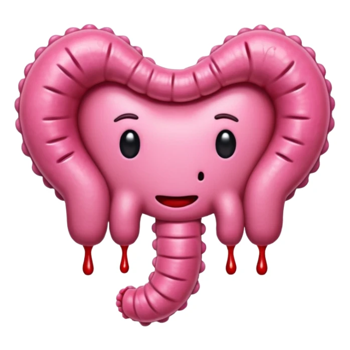an emoji style image of a bleeding intestine sticker