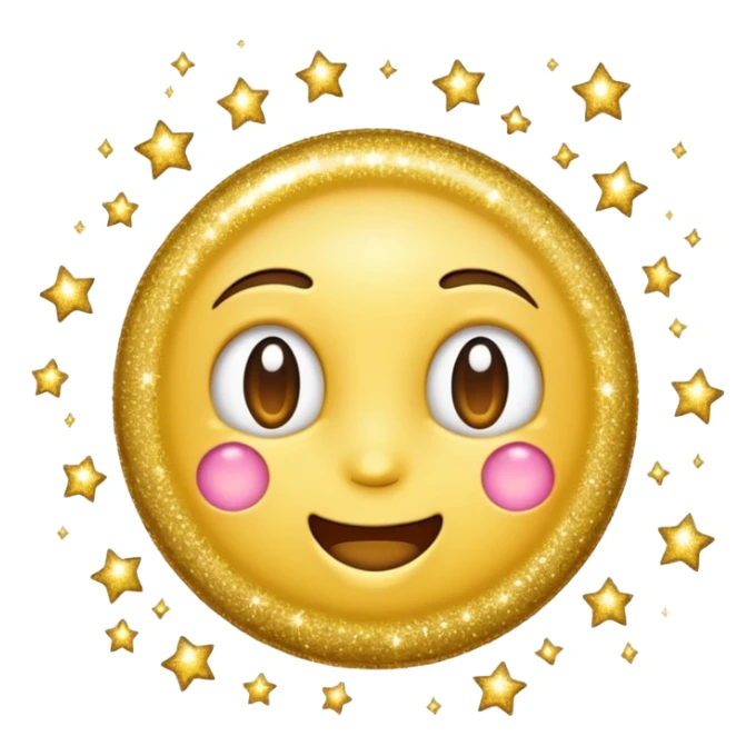 emoji of sparkling shiny glitter, with bright sparkles and shimmering particles, simple cute cartoon style sticker