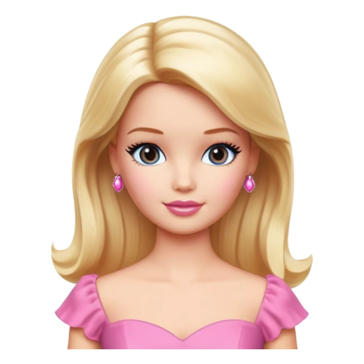 Barbie doll with blonde hair and pink dress sticker