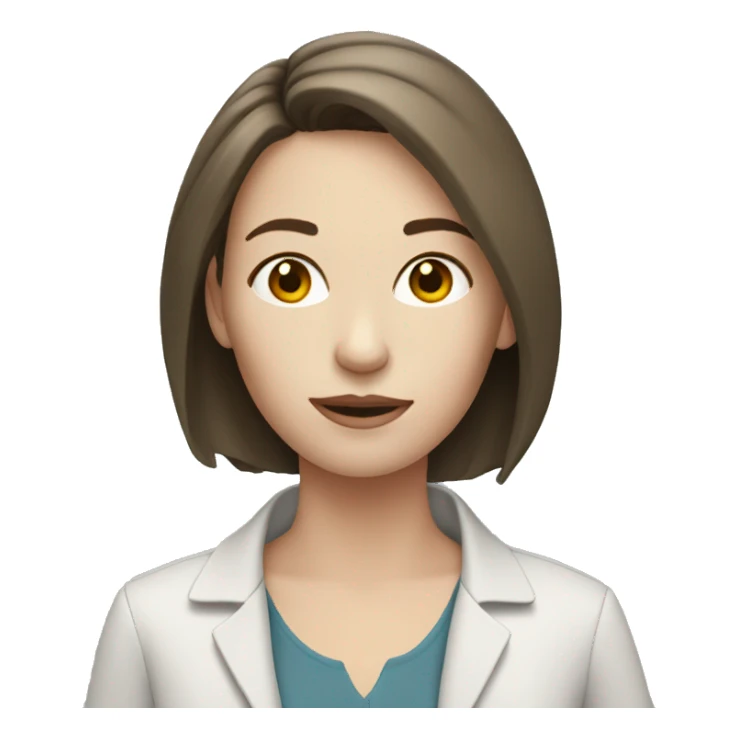 Pale brunette woman with tablet sticker