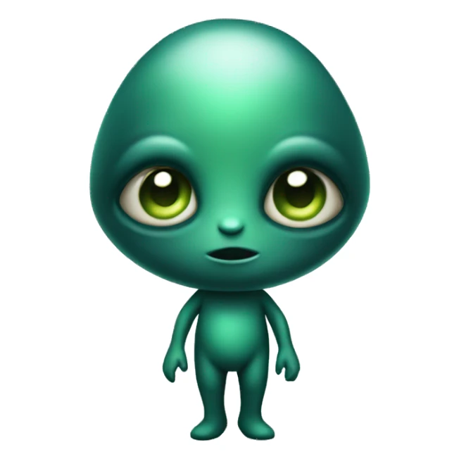 A dark green alien doll with big eyes and cute appearance sticker