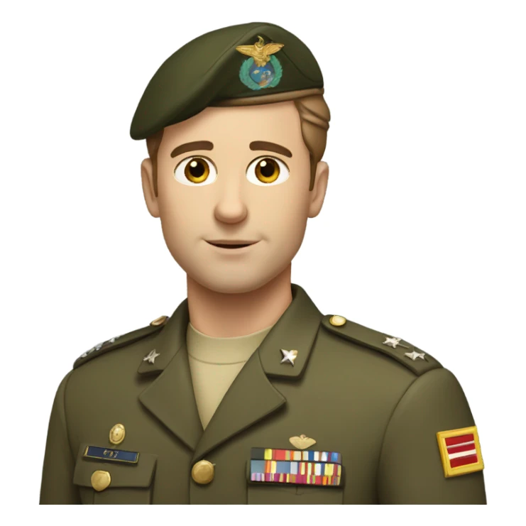 Caucasian man with brown hair in military uniform sticker