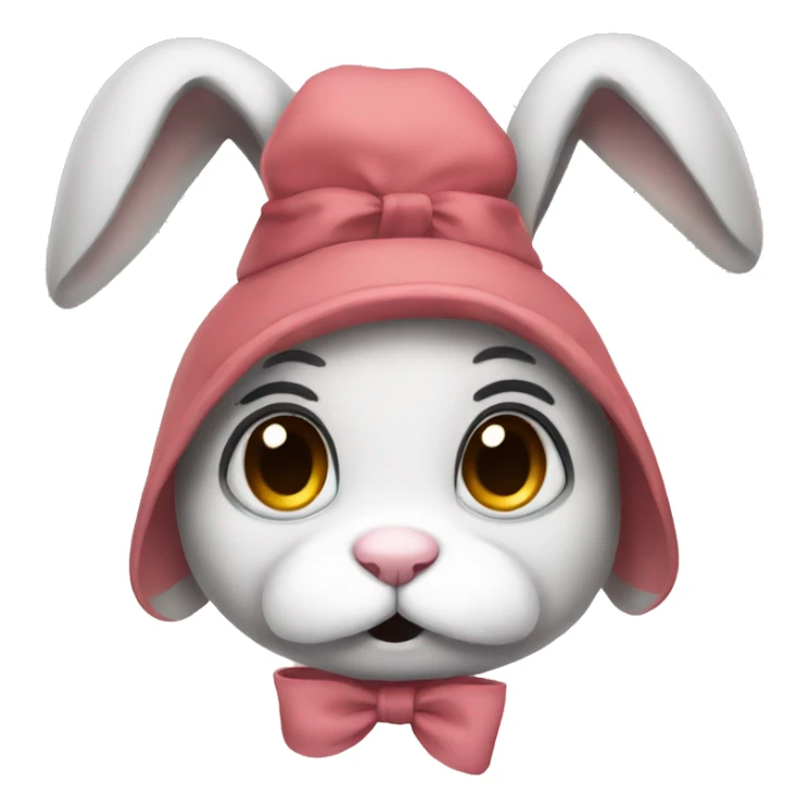 sad rabbit sad big eyes with a head bow sticker
