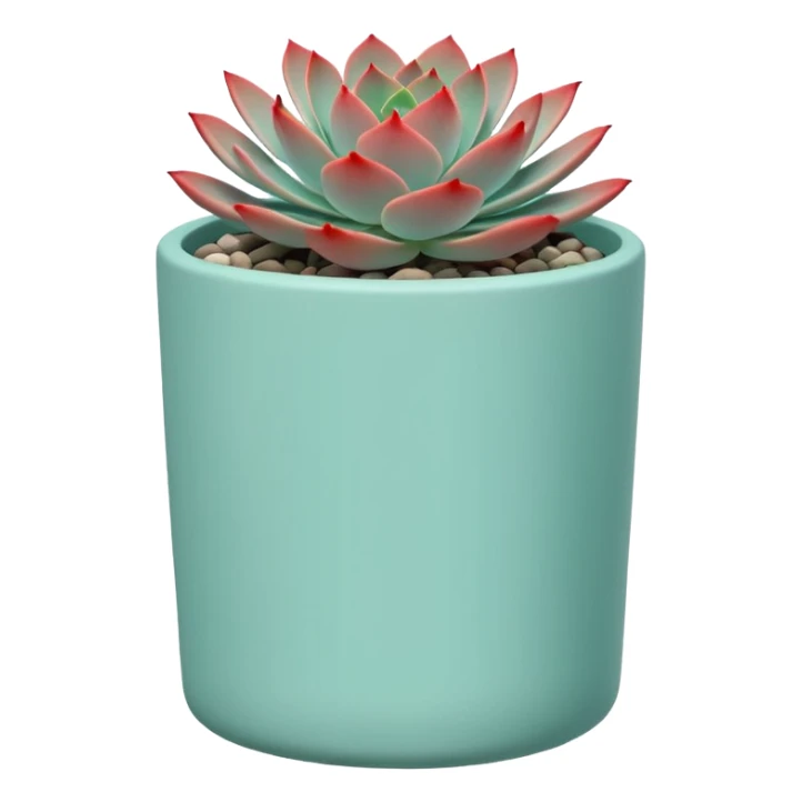 A ceramic pot in a pastel turquoise color, shaped like a cylinder, the pot is tall and contains an Echeveria 'Painted Nodulosa' plant. sticker