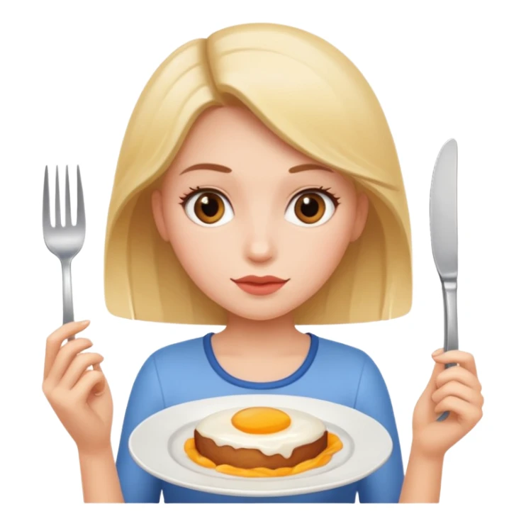 girl with plate and fork in her hand sticker