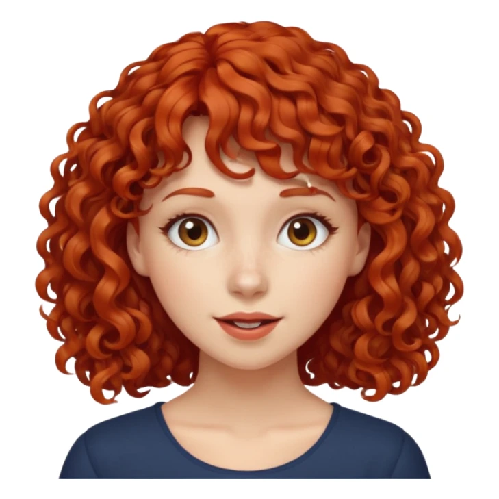 Mulher ruiva cabelo cacheado com franja rebelde  sticker