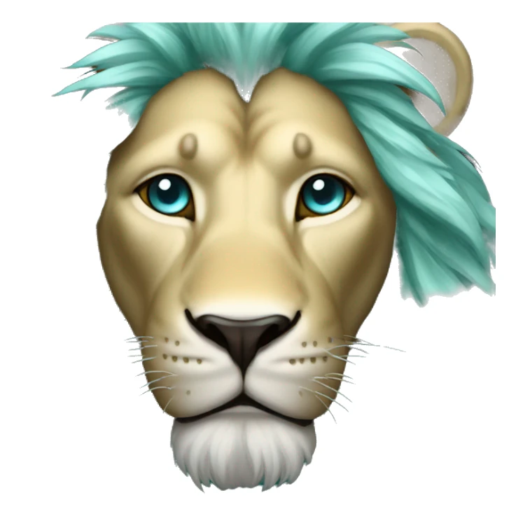 lion with a gold and silver hair and shine aqua eyes sticker